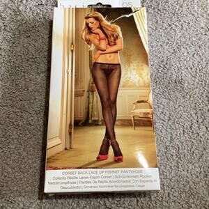 Corset back lace up fishnet pantyhose new